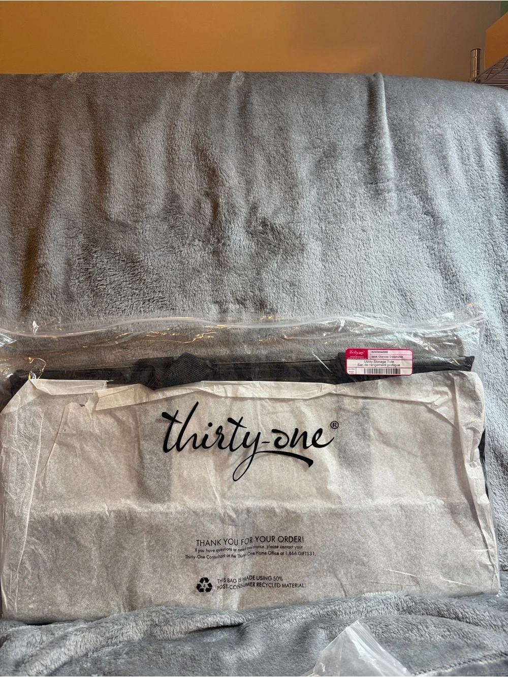 thirty-one Gray Foldable Tote Organizer with Black Accents